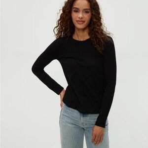 MICHAEL STARS Women's Black Ribbed Long Sleeve Top Size XS NWT